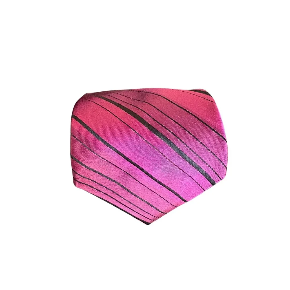 City of London Men's Tie Pink Black Diagonal‎ Stripe 100% Silk 61x3.75